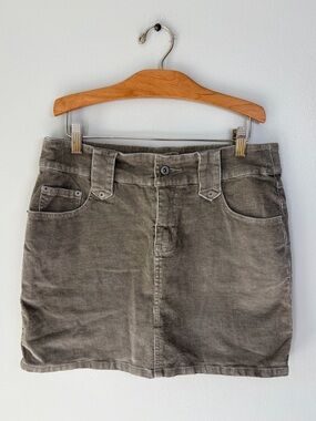 Vintage Y2K Lazer Jeans Gray/Brown Ramie Cotton Blend Corduroy Mini Skirt